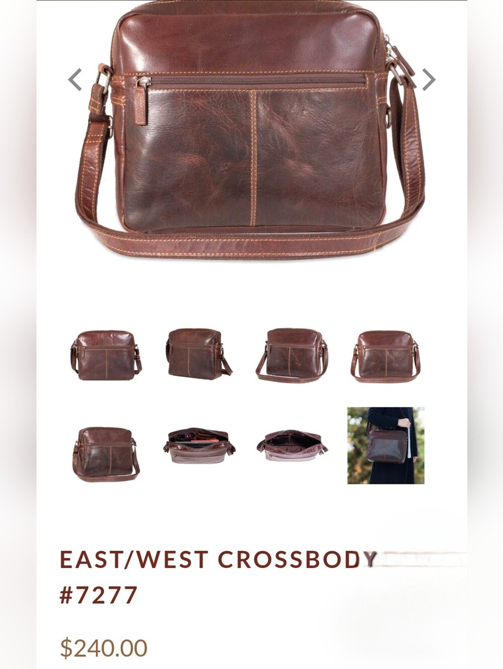 Jack Georges East/West Crossbody #7277 - Brown Buffalo Leather Crossbody Bag